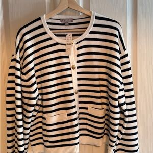J. Crew Black and White Striped Women's  cardigan